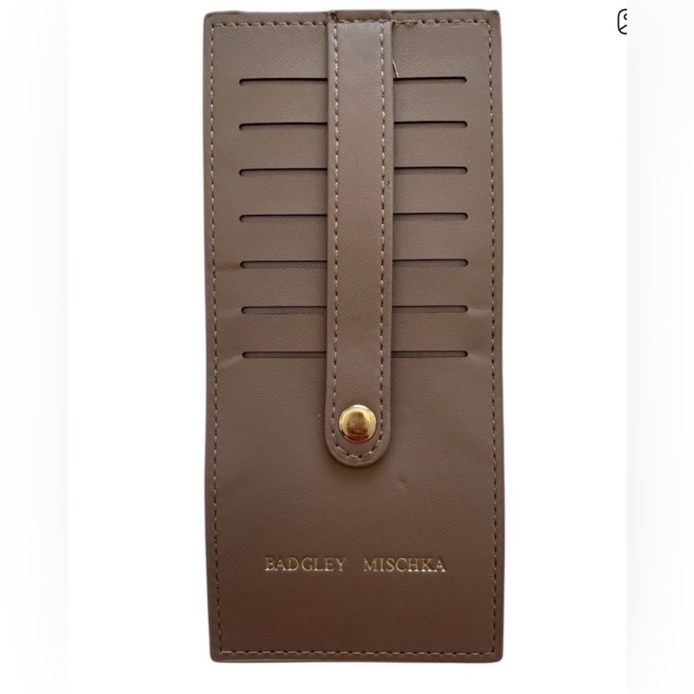 Badgley Mischka Brown Card Wallet with Gold Accent